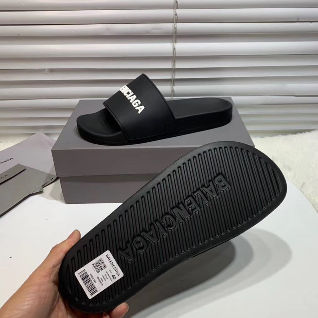 Dép Balenciaga nam siêu cấp màu đen chữ trắng DBL01