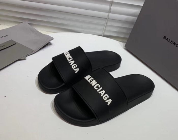 Dép Balenciaga nam siêu cấp màu đen chữ trắng DBL01
