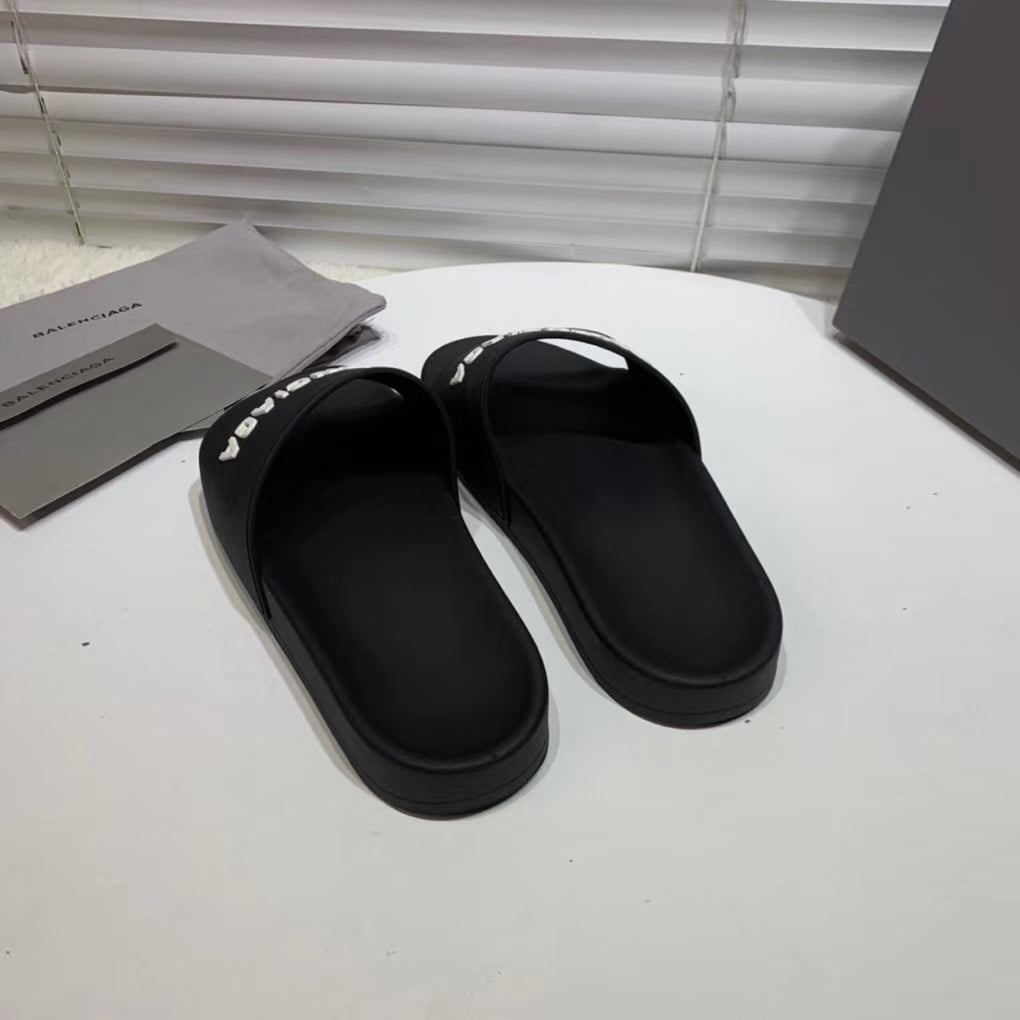 Dép Balenciaga nam siêu cấp màu đen chữ trắng DBL01