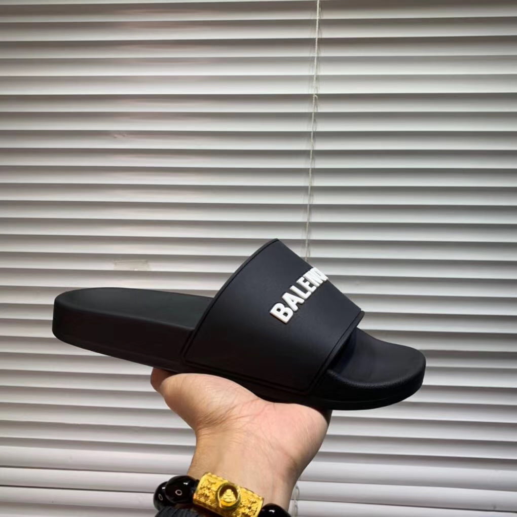 Dép Balenciaga nam siêu cấp màu đen chữ trắng DBL01