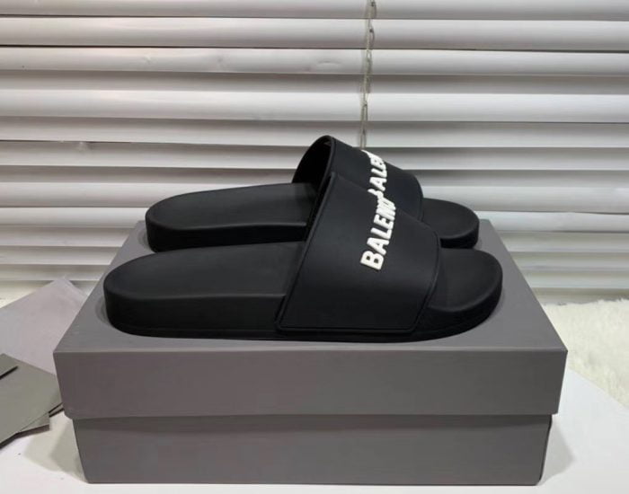Dép Balenciaga nam siêu cấp màu đen chữ trắng DBL01