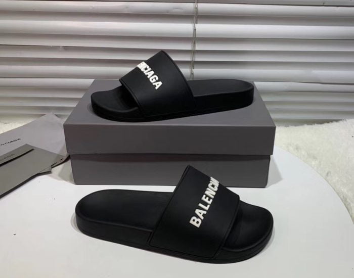 Dép Balenciaga nam siêu cấp màu đen chữ trắng DBL01
