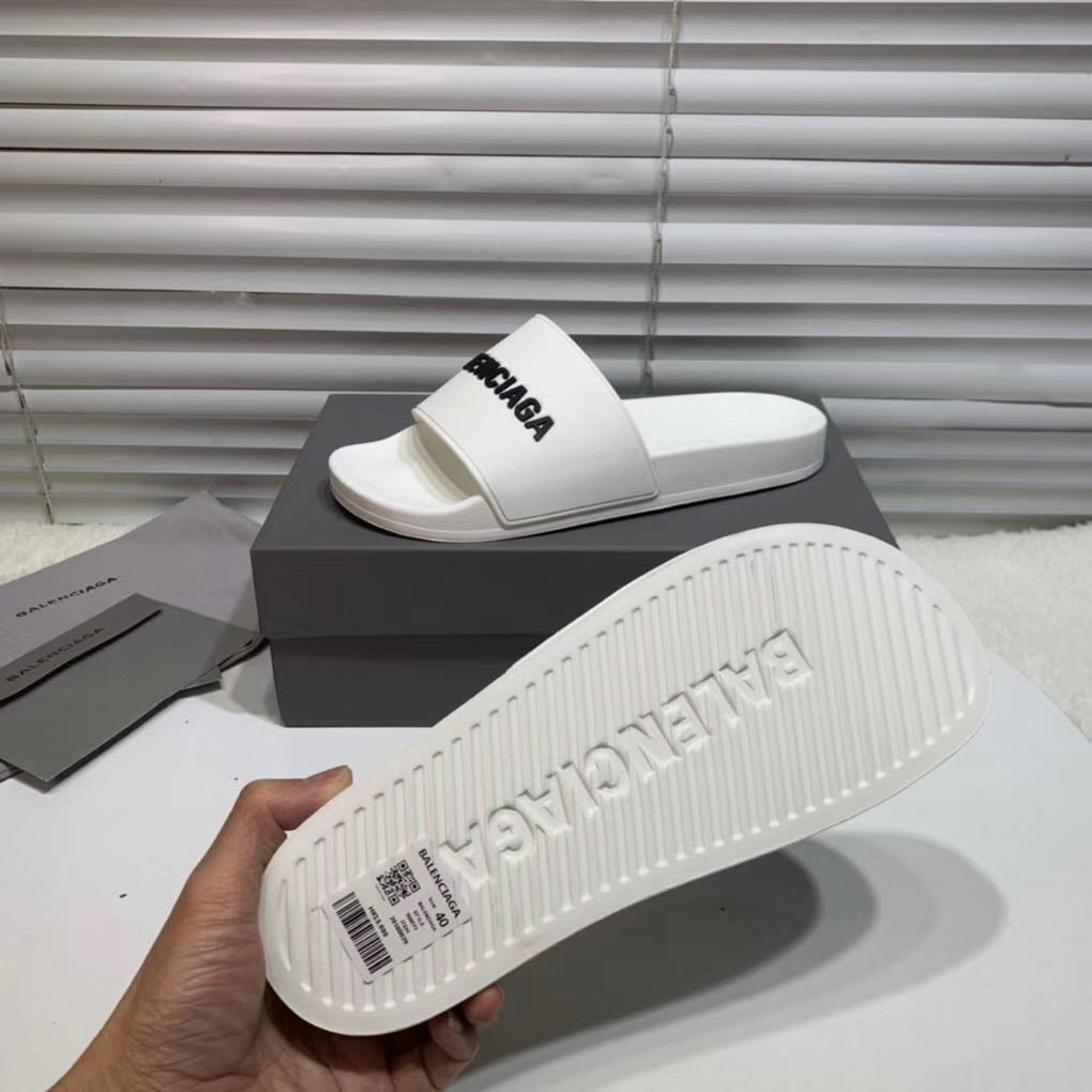 Dép Balenciaga nam siêu cấp màu trắng chữ đen DBL03