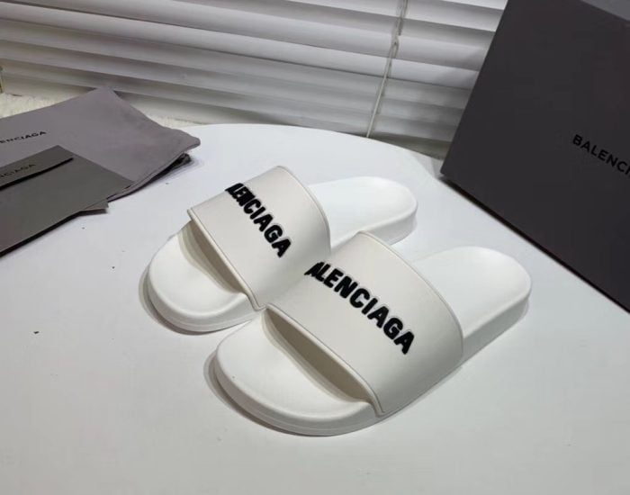 Dép Balenciaga nam siêu cấp màu trắng chữ đen DBL03