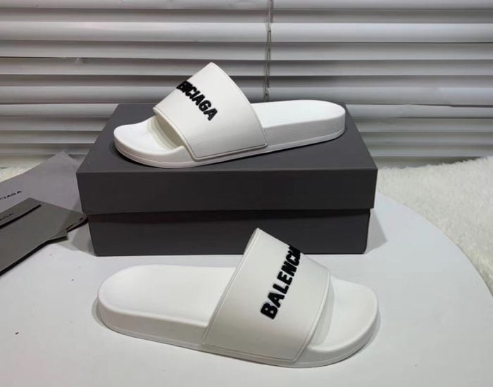 Dép Balenciaga nam siêu cấp màu trắng chữ đen DBL03
