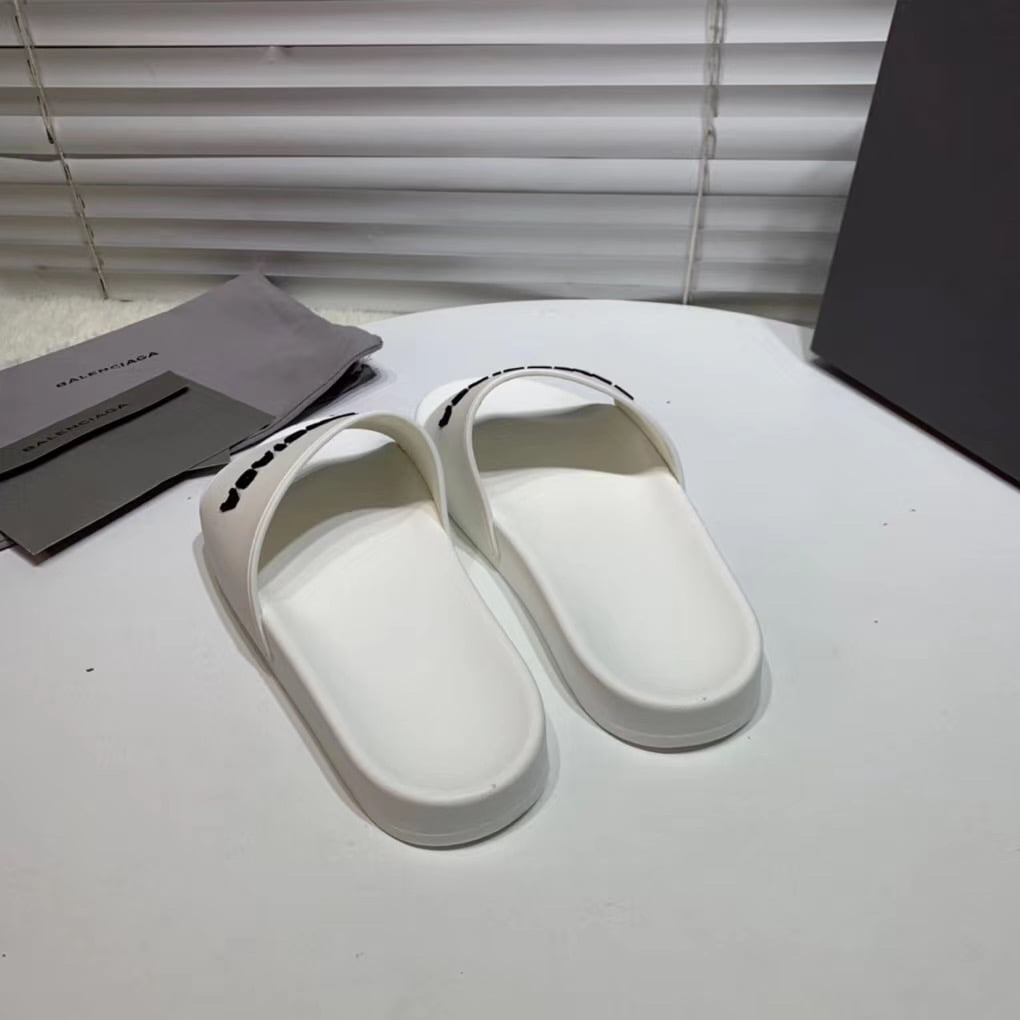 Dép Balenciaga nam siêu cấp màu trắng chữ đen DBL03