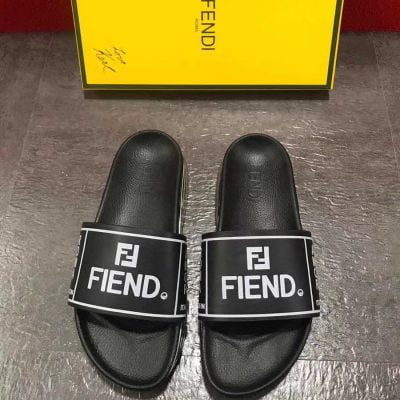 Dép Fendi nam siêu cấp đen chữ trắng DFD01