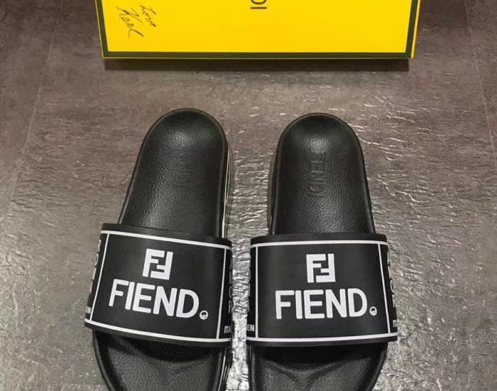 Dép Fendi nam siêu cấp đen chữ trắng DFD01