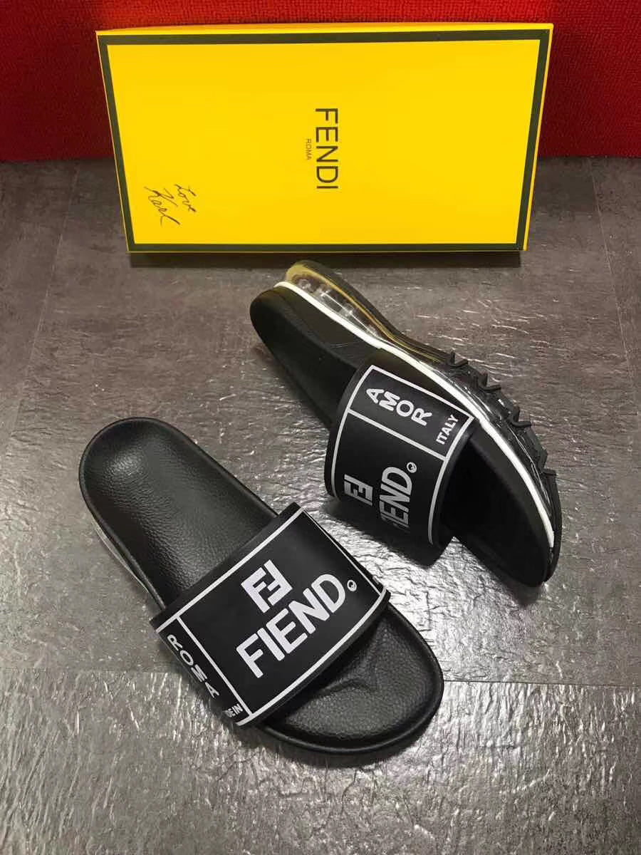 Dép Fendi nam siêu cấp đen chữ trắng DFD01