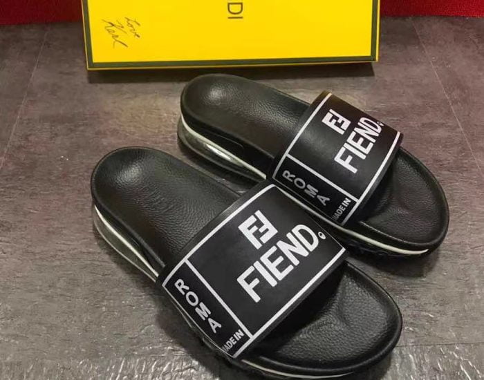 Dép Fendi nam siêu cấp đen chữ trắng DFD01