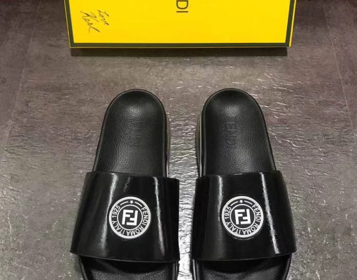 Dép Fendi nam siêu cấp đen logo trắng DFD03