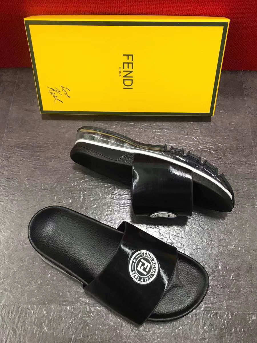 Dép Fendi nam siêu cấp đen logo trắng DFD03