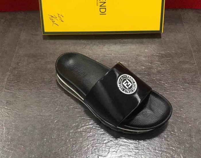 Dép Fendi nam siêu cấp đen logo trắng DFD03