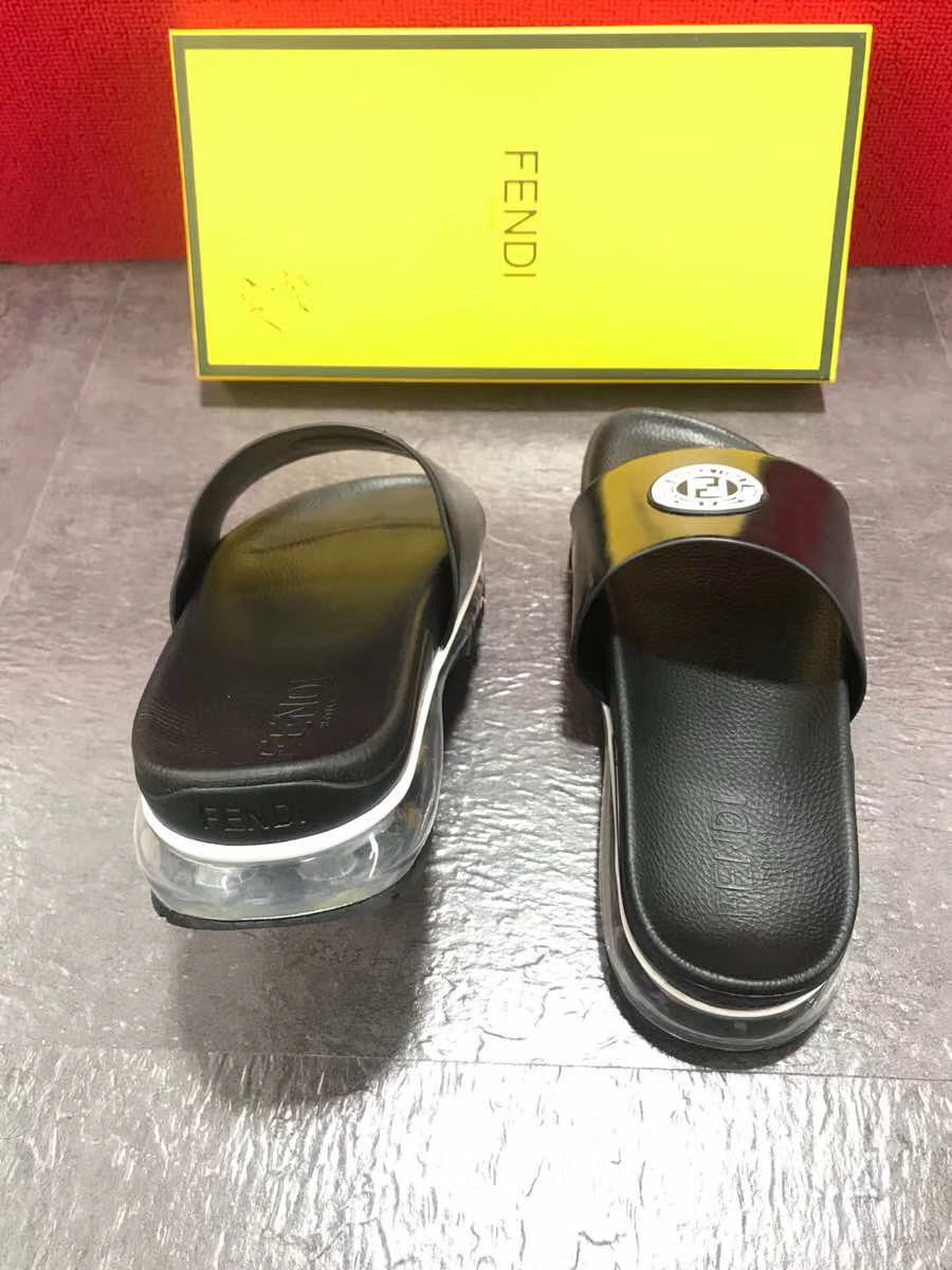 Dép Fendi nam siêu cấp đen logo trắng DFD03
