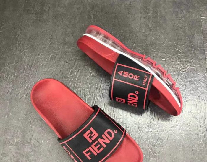 Dép Fendi nam siêu cấp đỏ chữ đen DFD05