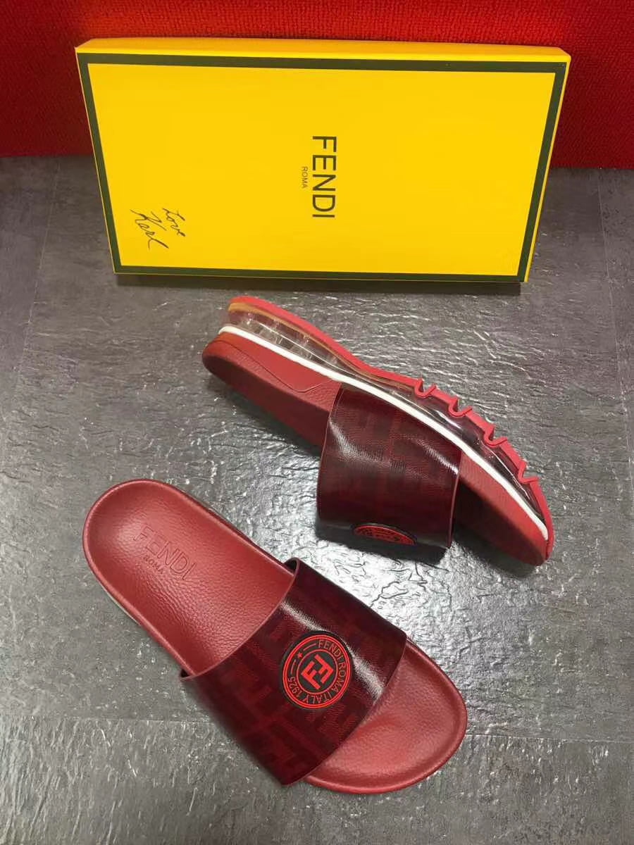 Dép Fendi nam siêu cấp đỏ logo đỏ DFD02