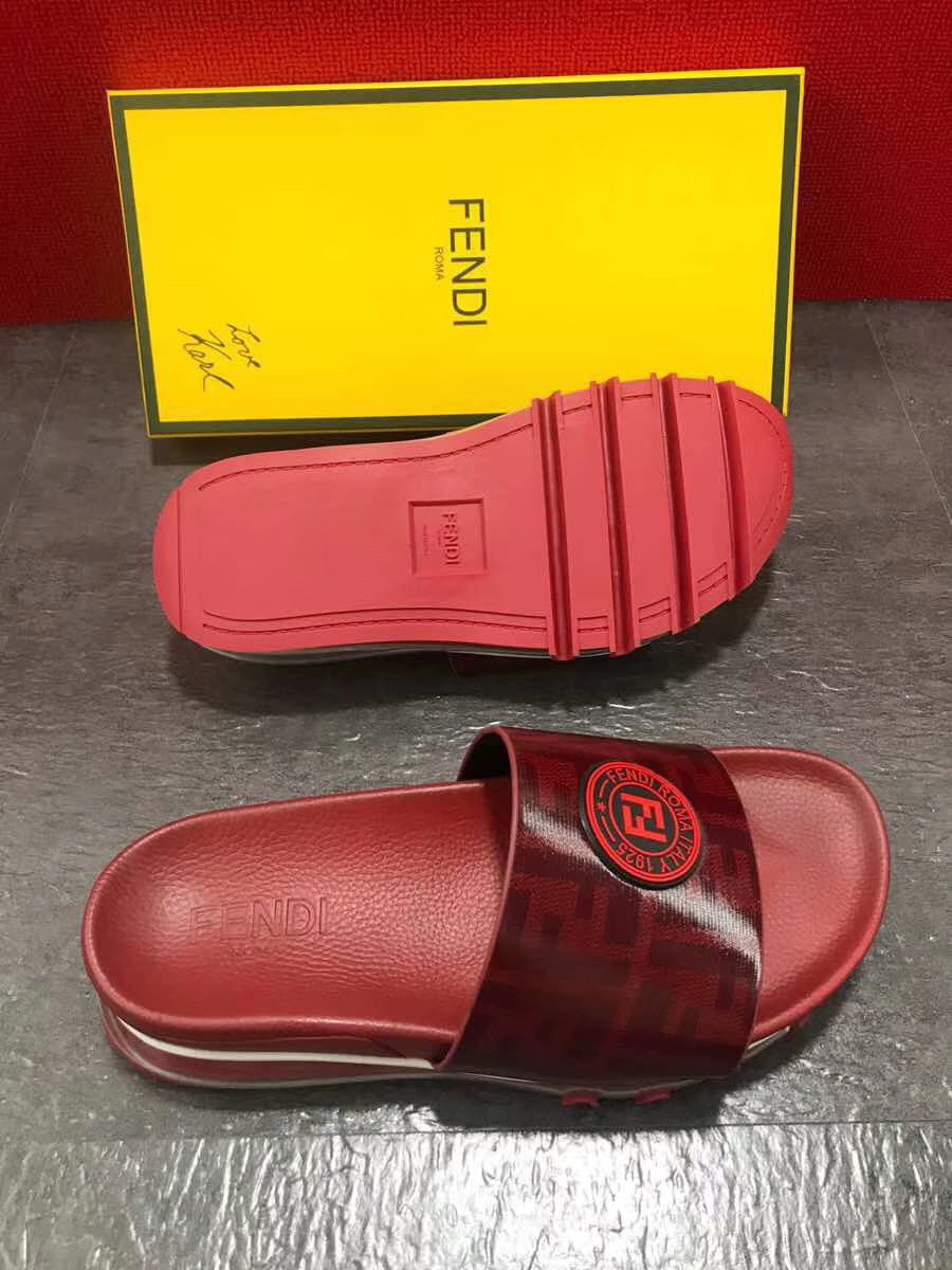 Dép Fendi nam siêu cấp đỏ logo đỏ DFD02