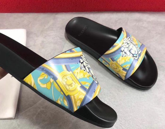 Dép Versace nam siêu cấp đế đen hoạ tiết Medusa DVS03