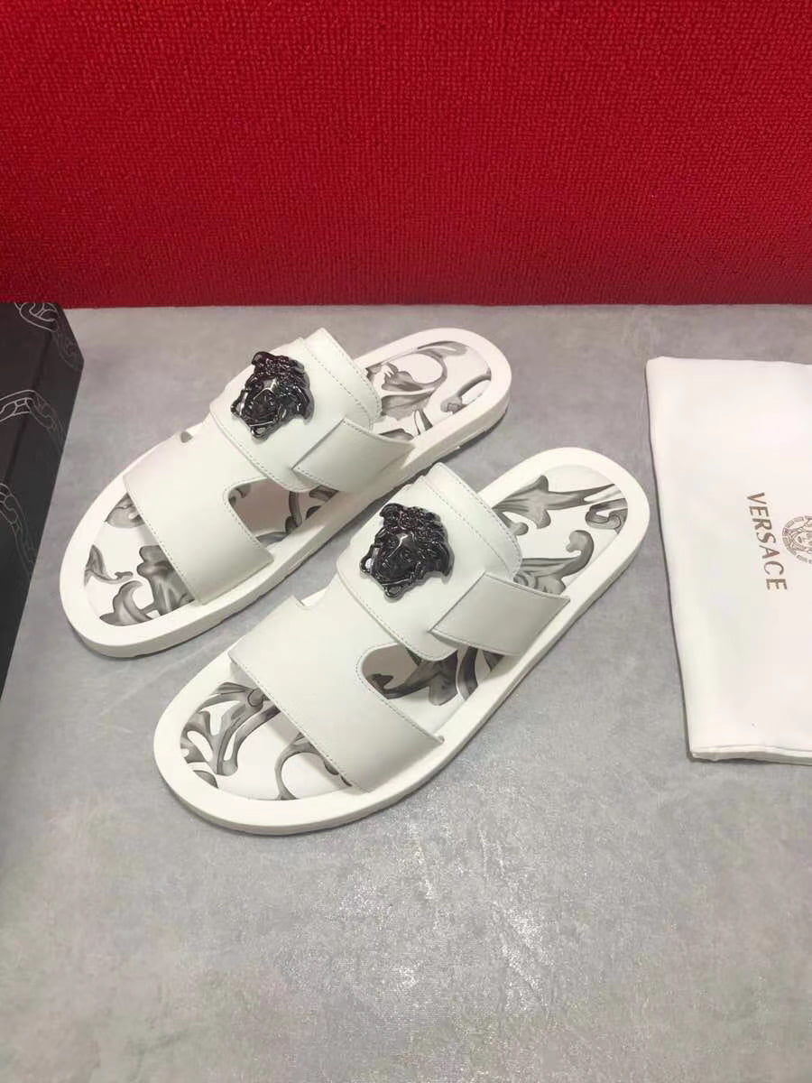 Dép Versace nam siêu cấp quai ngang hoạ tiết đen trắng DVS16