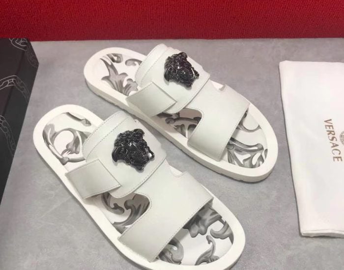 Dép Versace nam siêu cấp quai ngang hoạ tiết đen trắng DVS16