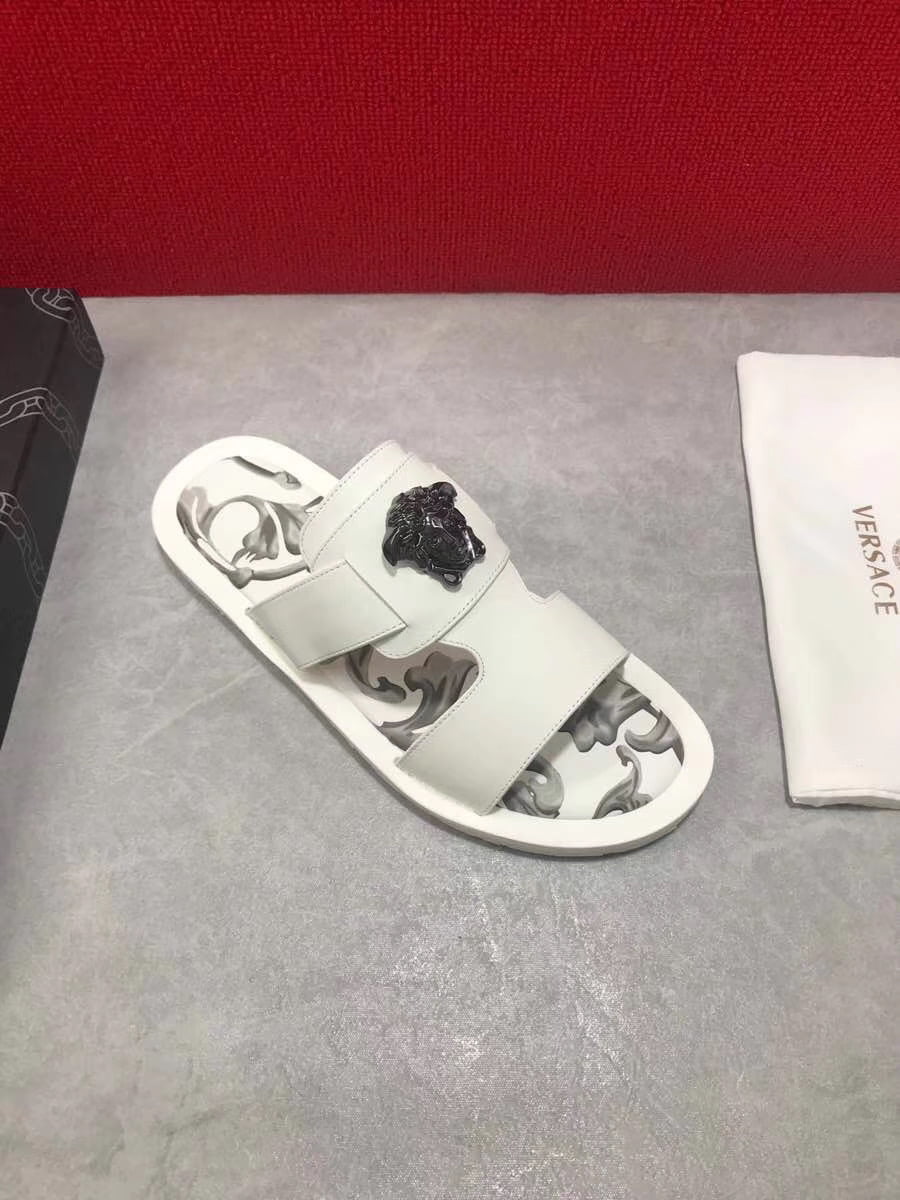 Dép Versace nam siêu cấp quai ngang hoạ tiết đen trắng DVS16