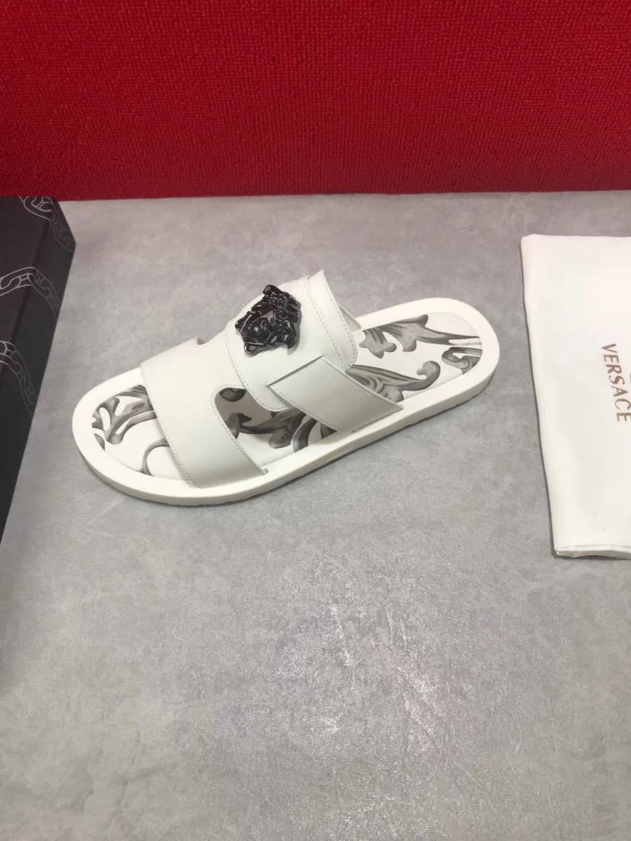 Dép Versace nam siêu cấp quai ngang hoạ tiết đen trắng DVS16