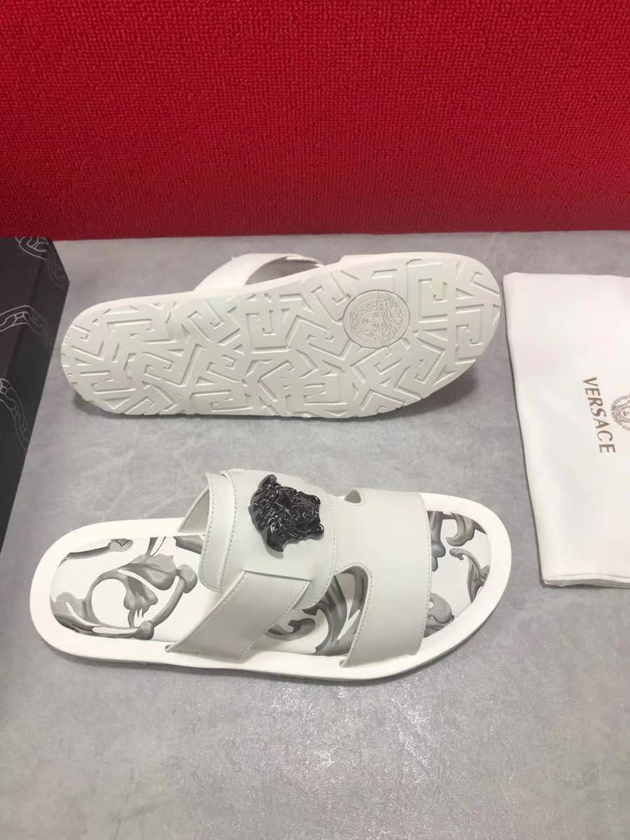 Dép Versace nam siêu cấp quai ngang hoạ tiết đen trắng DVS16