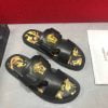 Dép Versace nam siêu cấp quai ngang hoạ tiết đen vàng DVS15