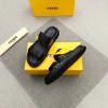 Dép Fendi nam siêu cấp đen hoạ tiết mắt cáo vàng DFD06