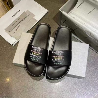 Dép Balenciaga nam siêu cấp họa tiết chữ màu đen DBL10
