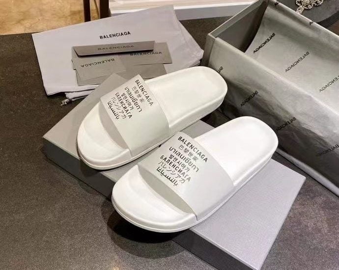 Dép Balenciaga nam siêu cấp họa tiết chữ màu trắng DBL08