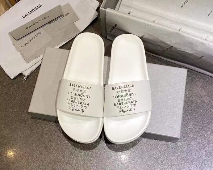 Dép Balenciaga nam siêu cấp họa tiết chữ màu trắng DBL08