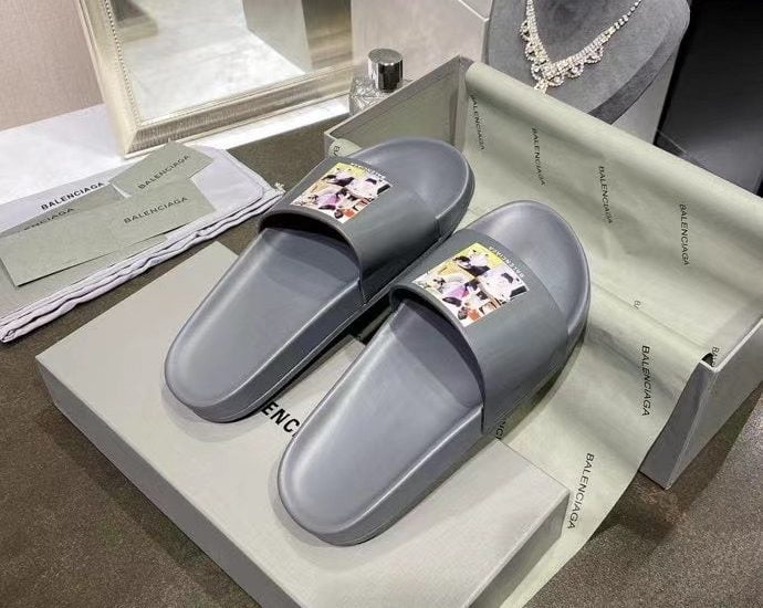 Dép Balenciaga nam siêu cấp màu xám họa tiết thú cưng DBL12