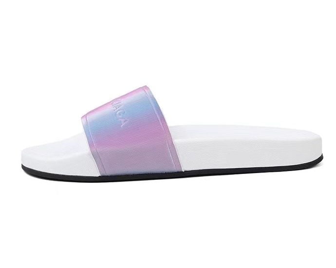 Dép Balenciaga nam siêu cấp quai ngang họa tiết hồng xanh đế trắng DBL19