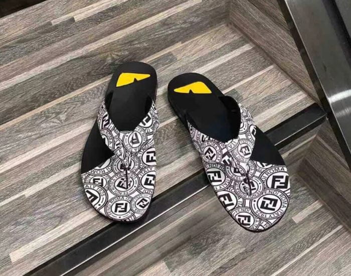 Dép Fendi nam siêu cấp kẹp ngón họa tiết kẻ đen trắng DFD13