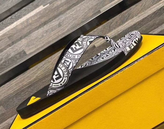 Dép Fendi nam siêu cấp kẹp ngón họa tiết kẻ đen trắng DFD13