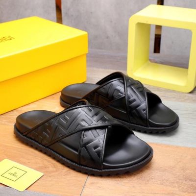 Dép Fendi nam siêu cấp quai chéo họa tiết logo dập chìm DFD20