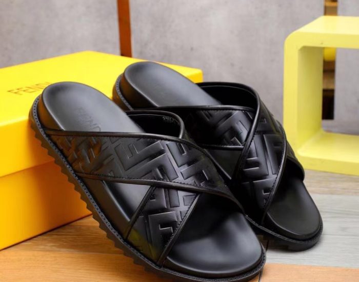 Dép Fendi nam siêu cấp quai chéo họa tiết logo dập chìm DFD20