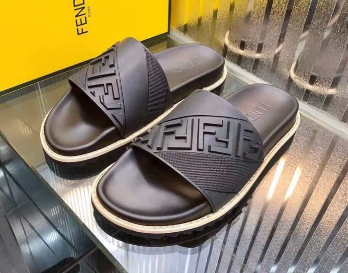 Dép Fendi nam siêu cấp quai ngang họa tiết logo dập nổi DFD18