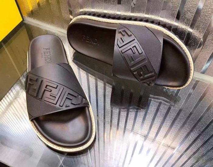 Dép Fendi nam siêu cấp quai ngang họa tiết logo dập nổi DFD18