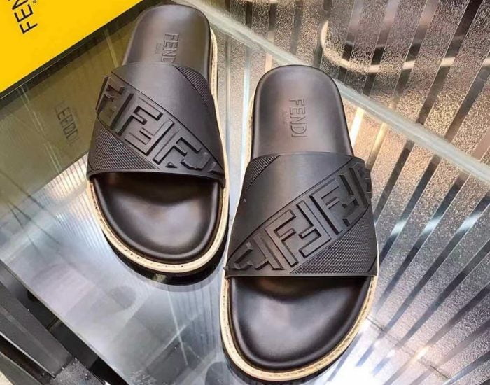 Dép Fendi nam siêu cấp quai ngang họa tiết logo dập nổi DFD18