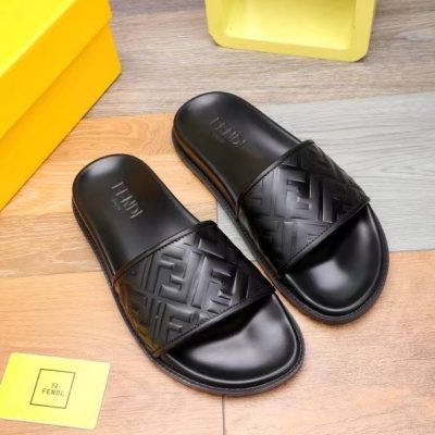 Dép Fendi nam siêu cấp kẹp ngón họa tiết logo màu đen DFD16