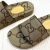 Dép Gucci Beige Brown GG Canvas Slides