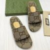 Dép Gucci Beige Brown GG Canvas Slides