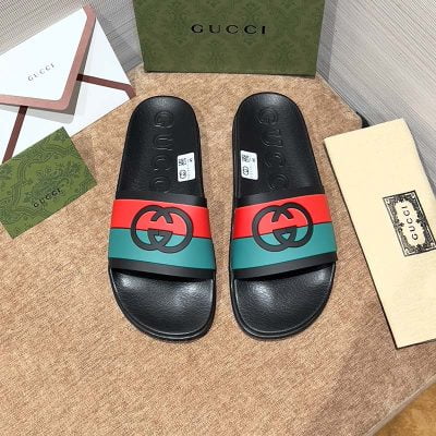 Dép Gucci Interlocking G Slide Red and Blue