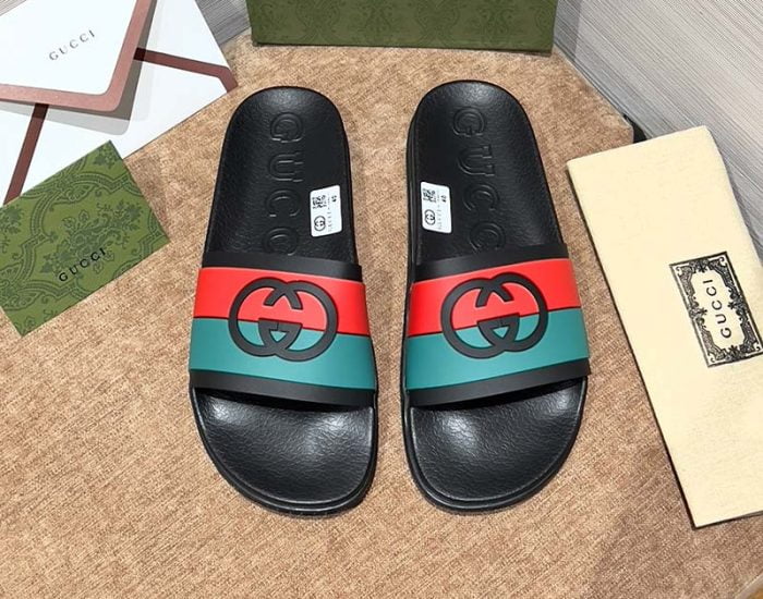 Dép Gucci Interlocking G Slide Red and Blue