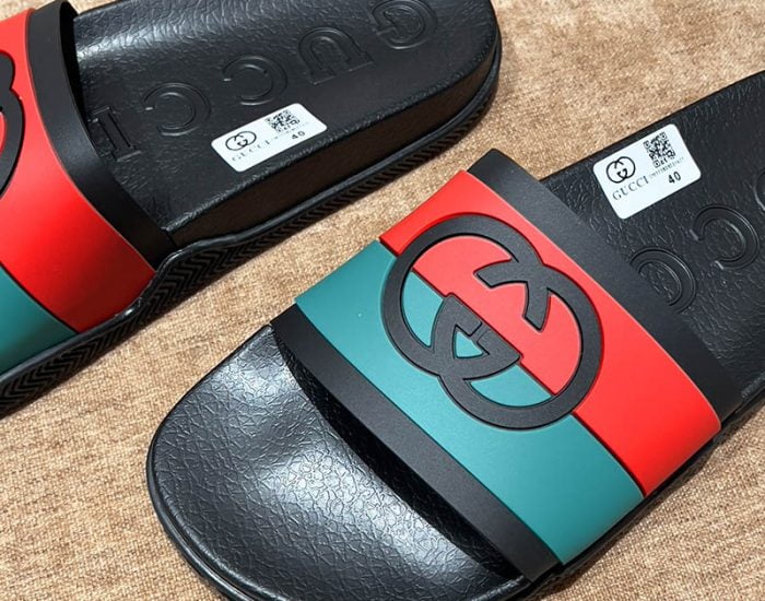 Dép Gucci Interlocking G Slide Red and Blue
