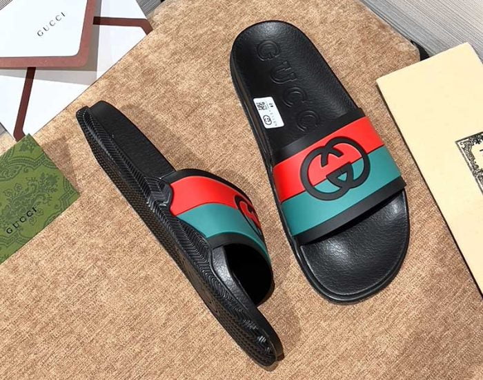 Dép Gucci Interlocking G Slide Red and Blue