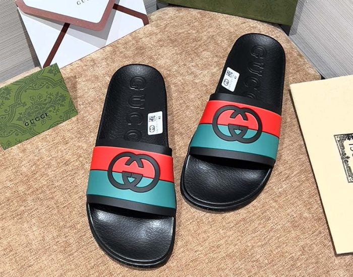 Dép Gucci Interlocking G Slide Red and Blue
