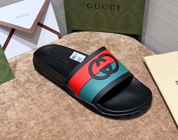 Dép Gucci Interlocking G Slide Red and Blue